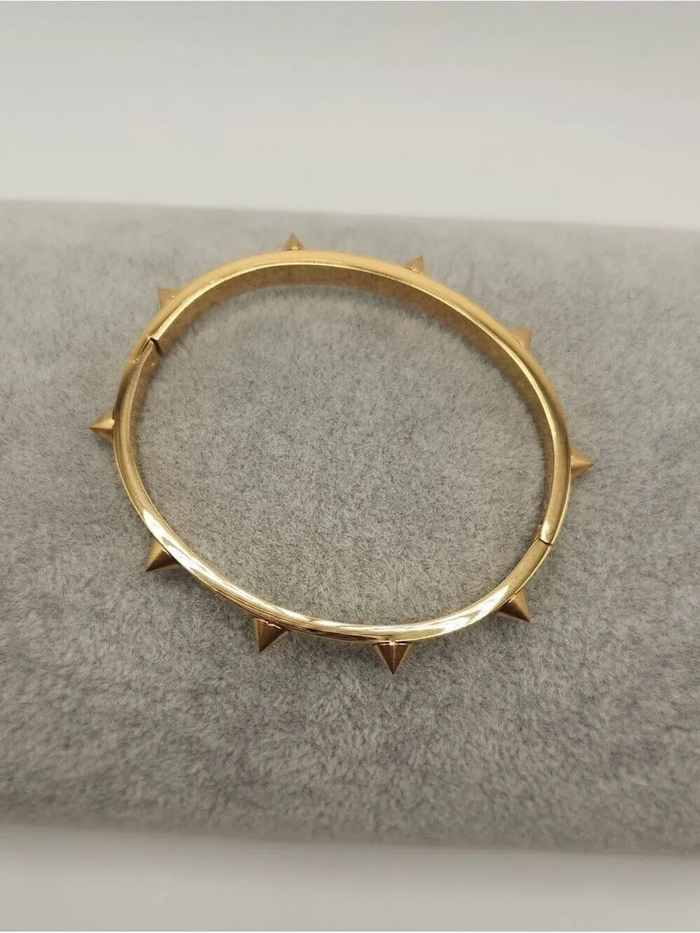 18k Gold Plated Stainless Steel Spike Studded Bangle Bracelet Minimalist Jewelry